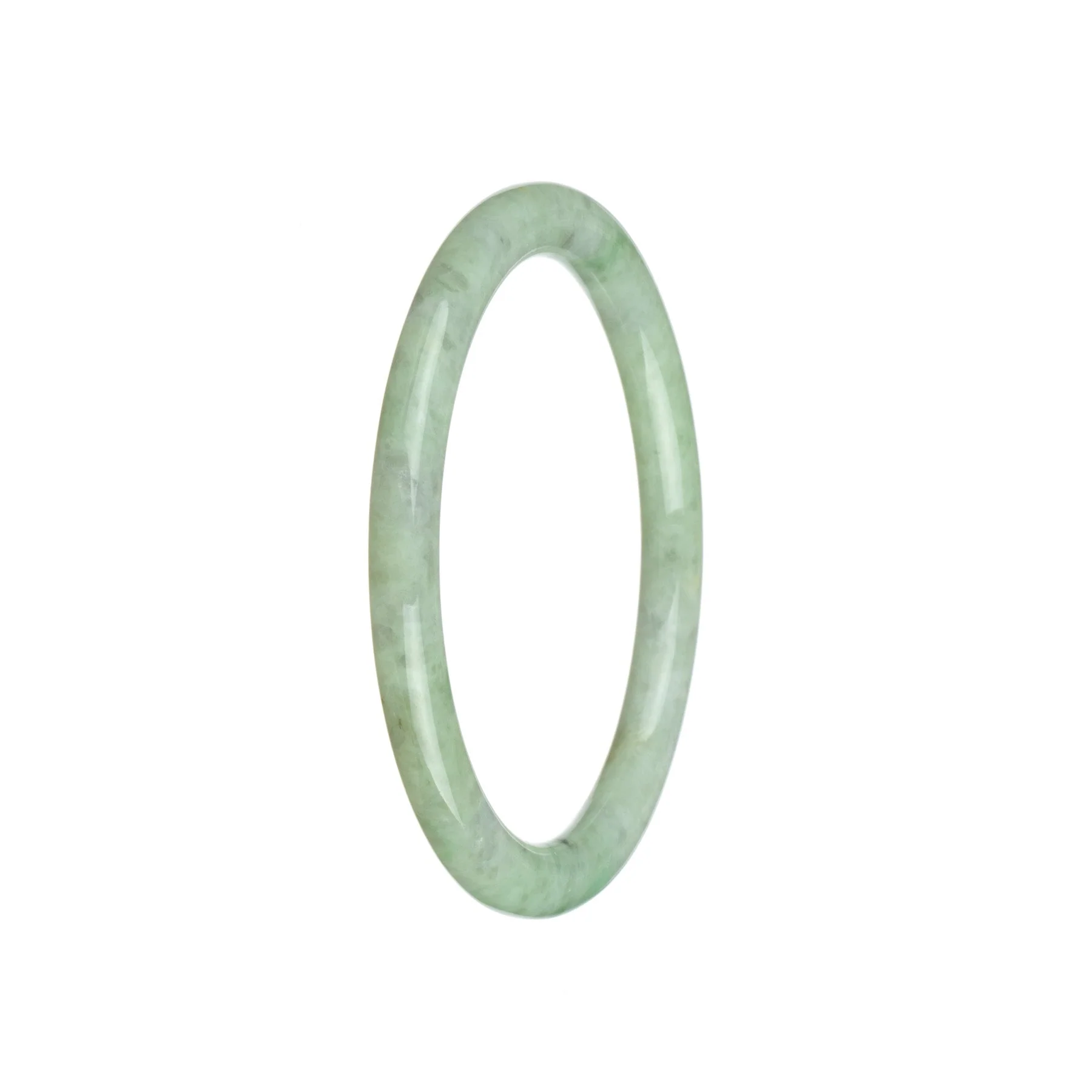 Genuine Grade A Light Green Burma Jade Bangle - 60mm Petite Round - Image 2