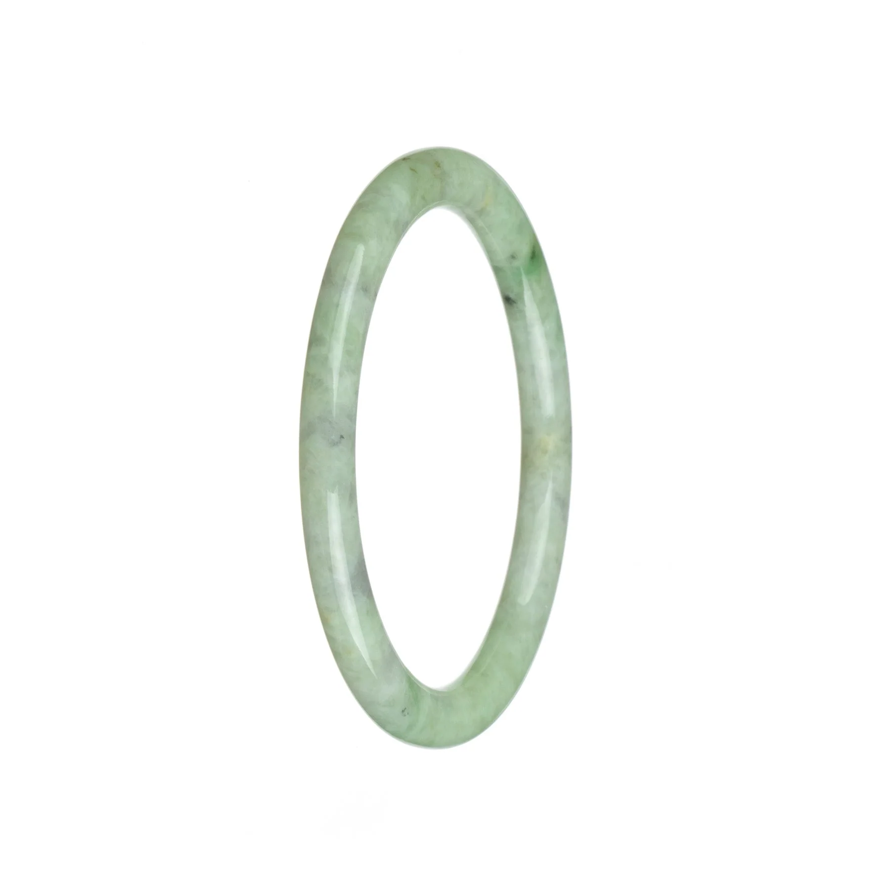 Genuine Grade A Light Green Burma Jade Bangle - 60mm Petite Round - Image 3