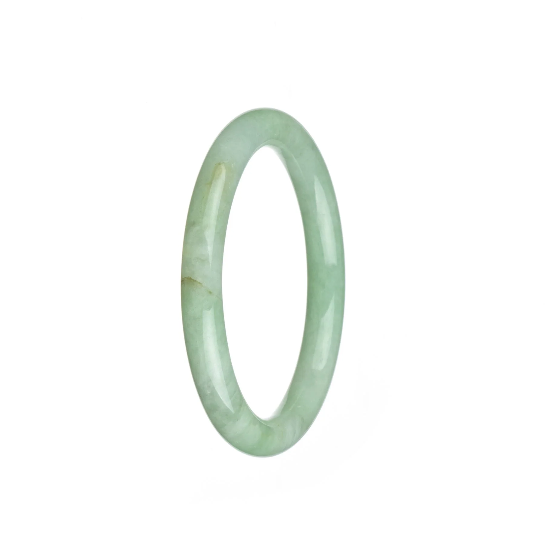 Genuine Grade A Light Green Burmese Jade Bangle - 55mm Petite Round