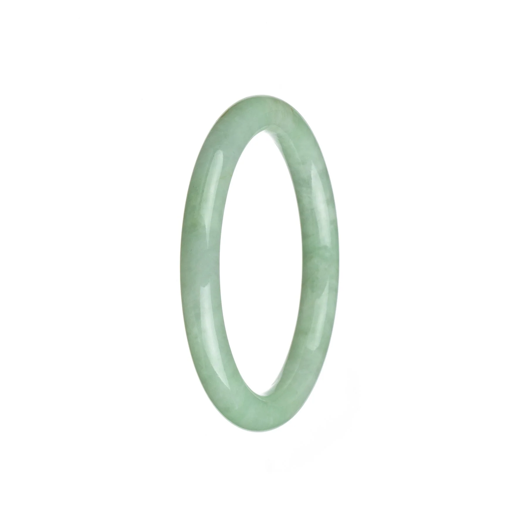 Genuine Grade A Light Green Burmese Jade Bangle - 55mm Petite Round - Image 2