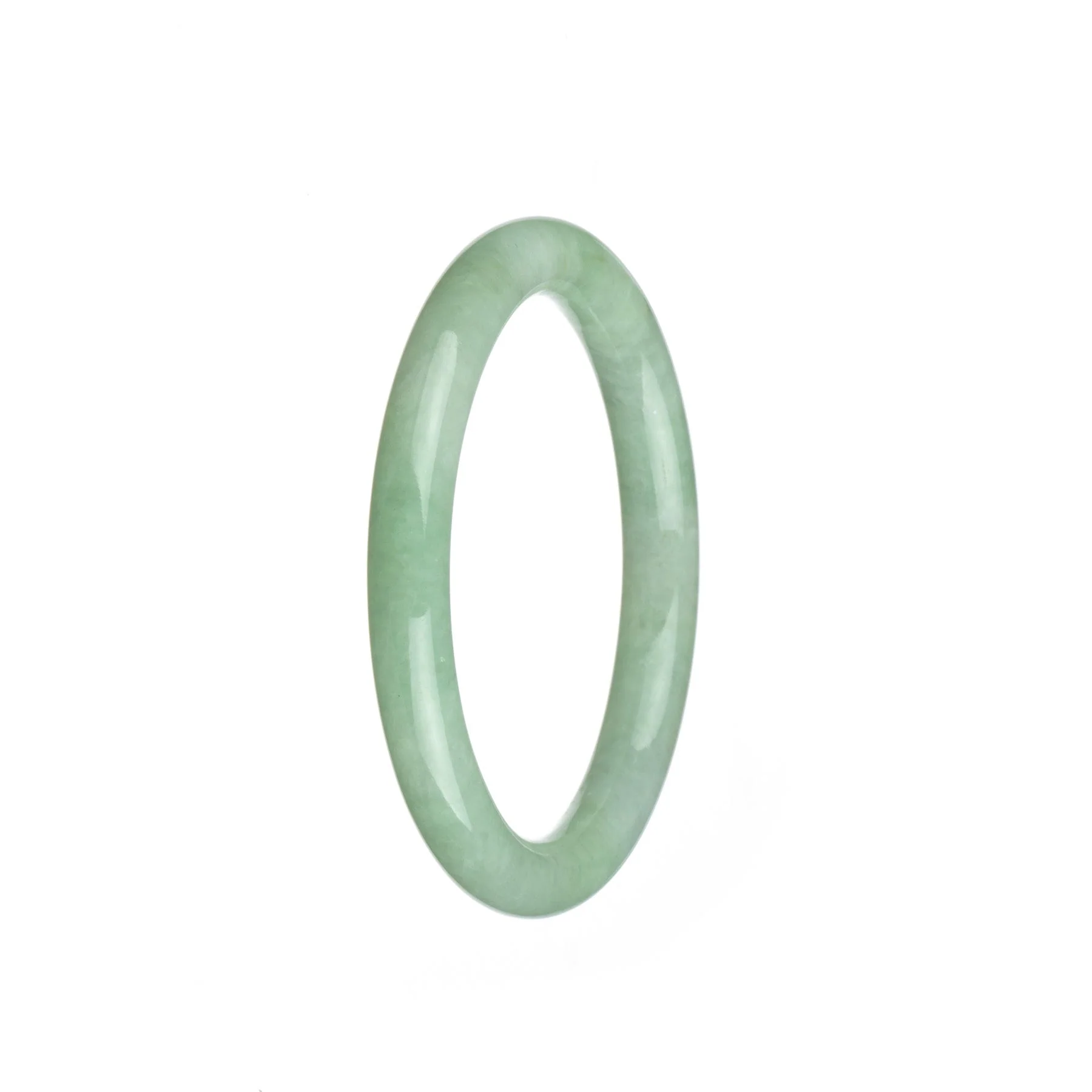Genuine Grade A Light Green Burmese Jade Bangle - 55mm Petite Round - Image 3