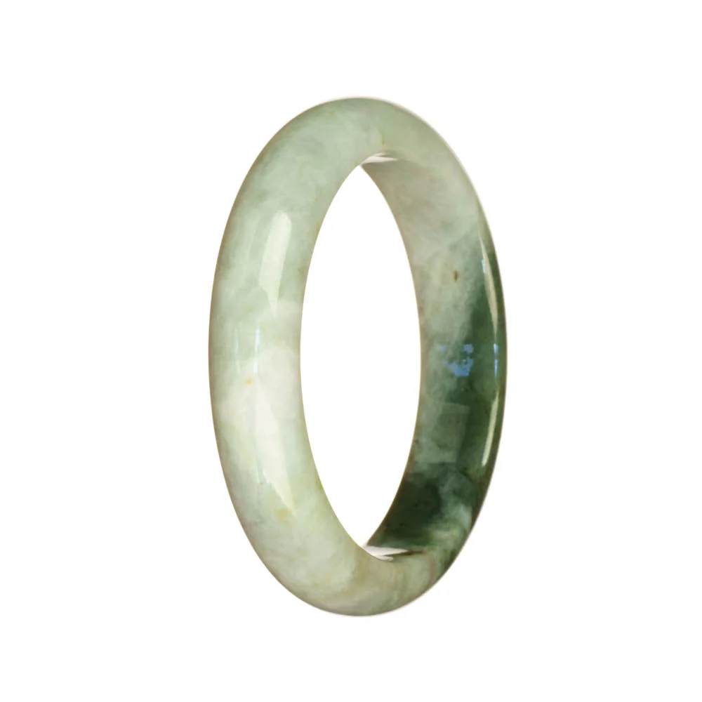Real Type A Pale Green and Green Traditional Jade Bracelet - 52mm Half Moon