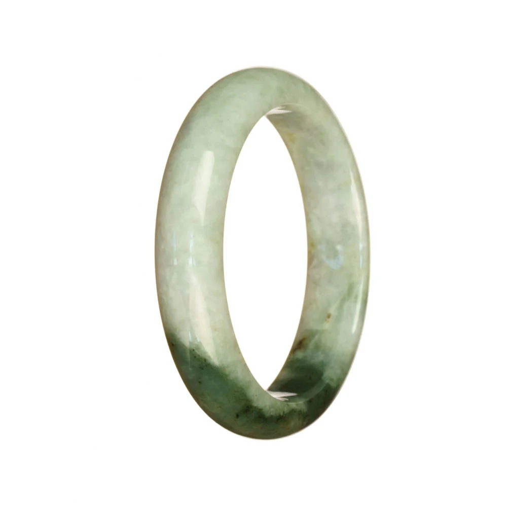Real Type A Pale Green and Green Traditional Jade Bracelet - 52mm Half Moon - Image 2