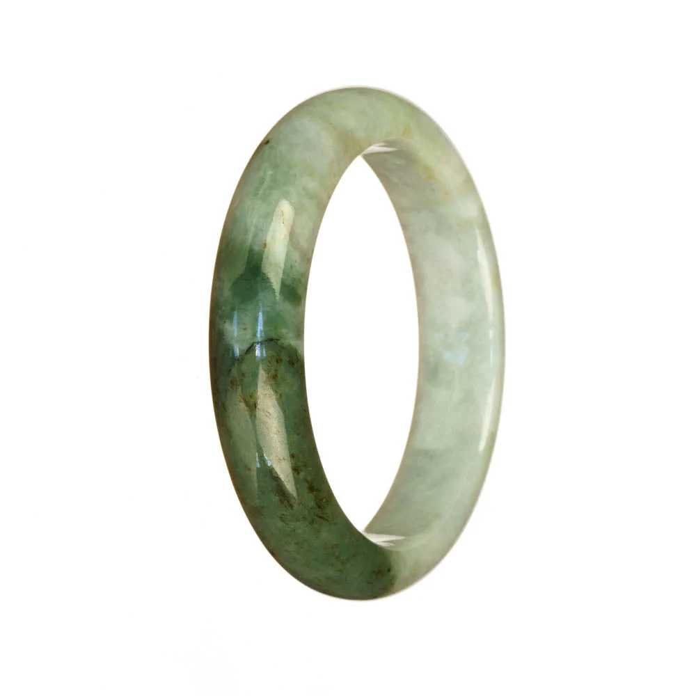 Real Type A Pale Green and Green Traditional Jade Bracelet - 52mm Half Moon - Image 3