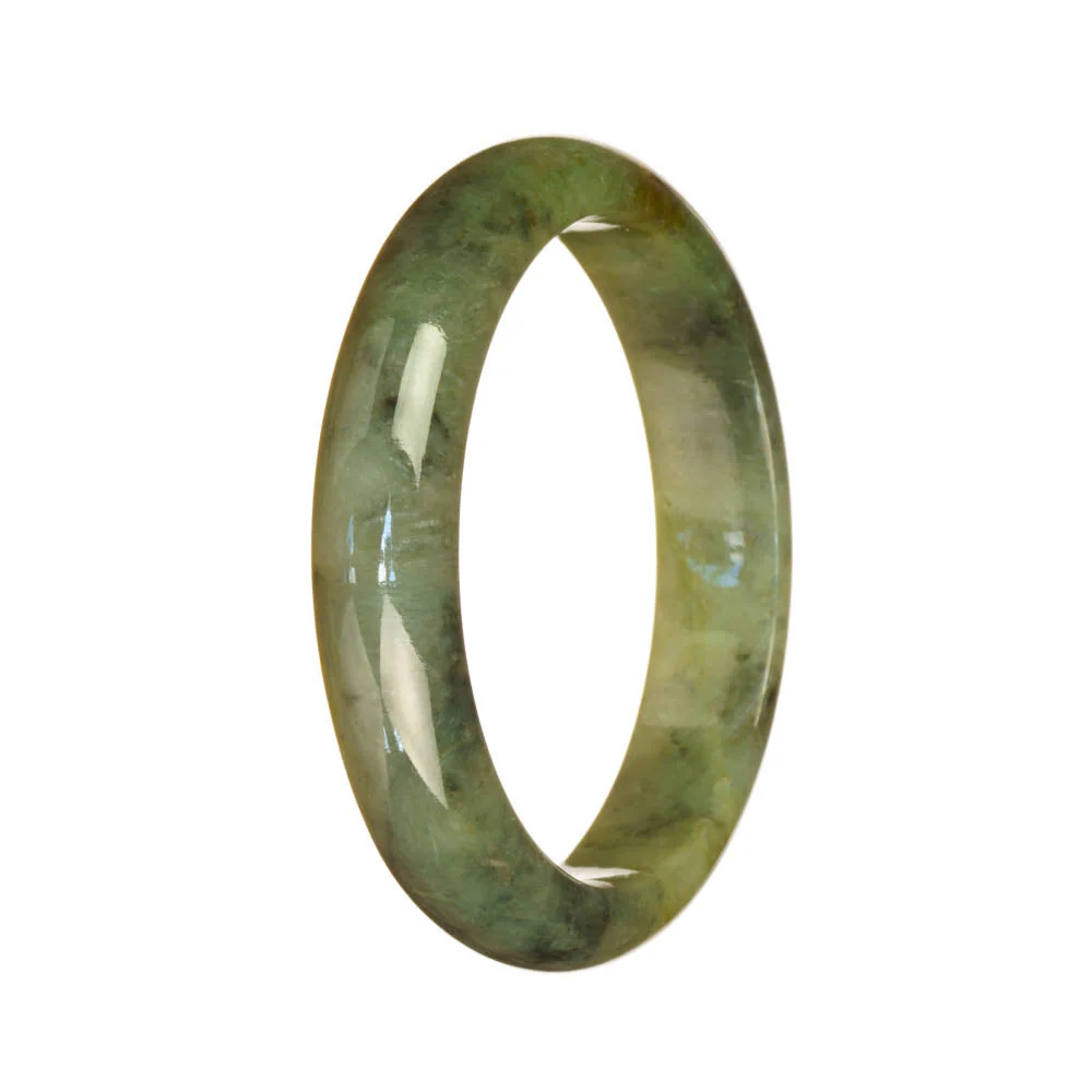 Authentic Grade A Green Pattern Jade Bracelet - 55mm Half Moon