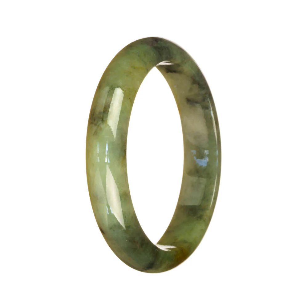 Authentic Grade A Green Pattern Jade Bracelet - 55mm Half Moon - Image 2