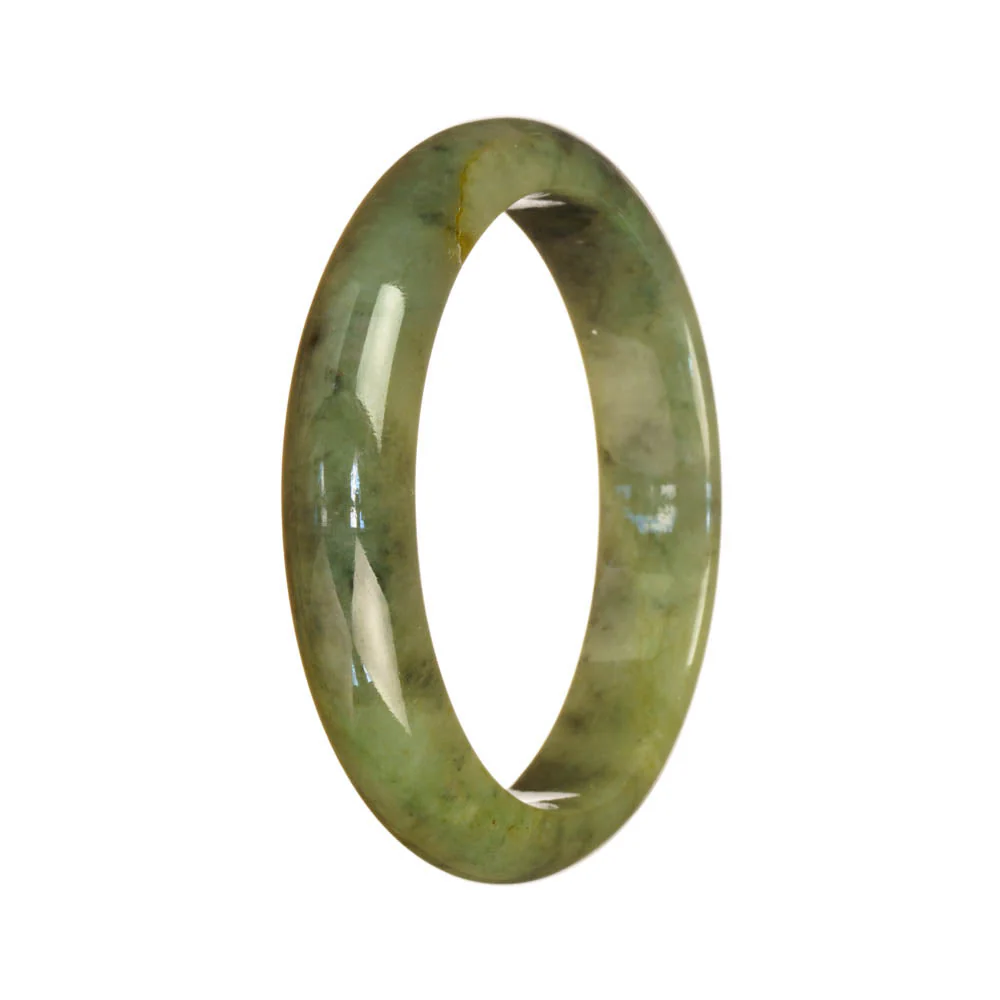 Authentic Grade A Green Pattern Jade Bracelet - 55mm Half Moon - Image 3