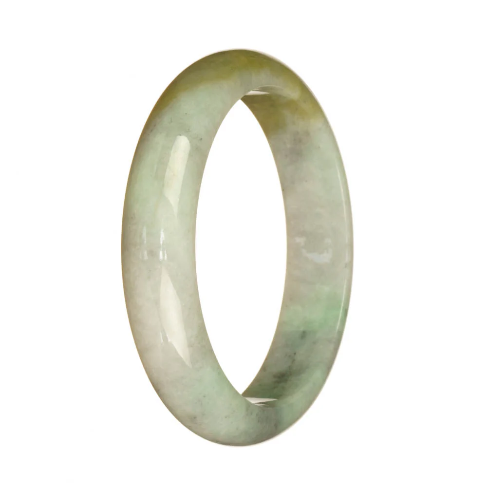 Real Type A Pale Green and Light Brown Traditional Jade Bangle Bracelet - 59mm Half Moon - Image 2