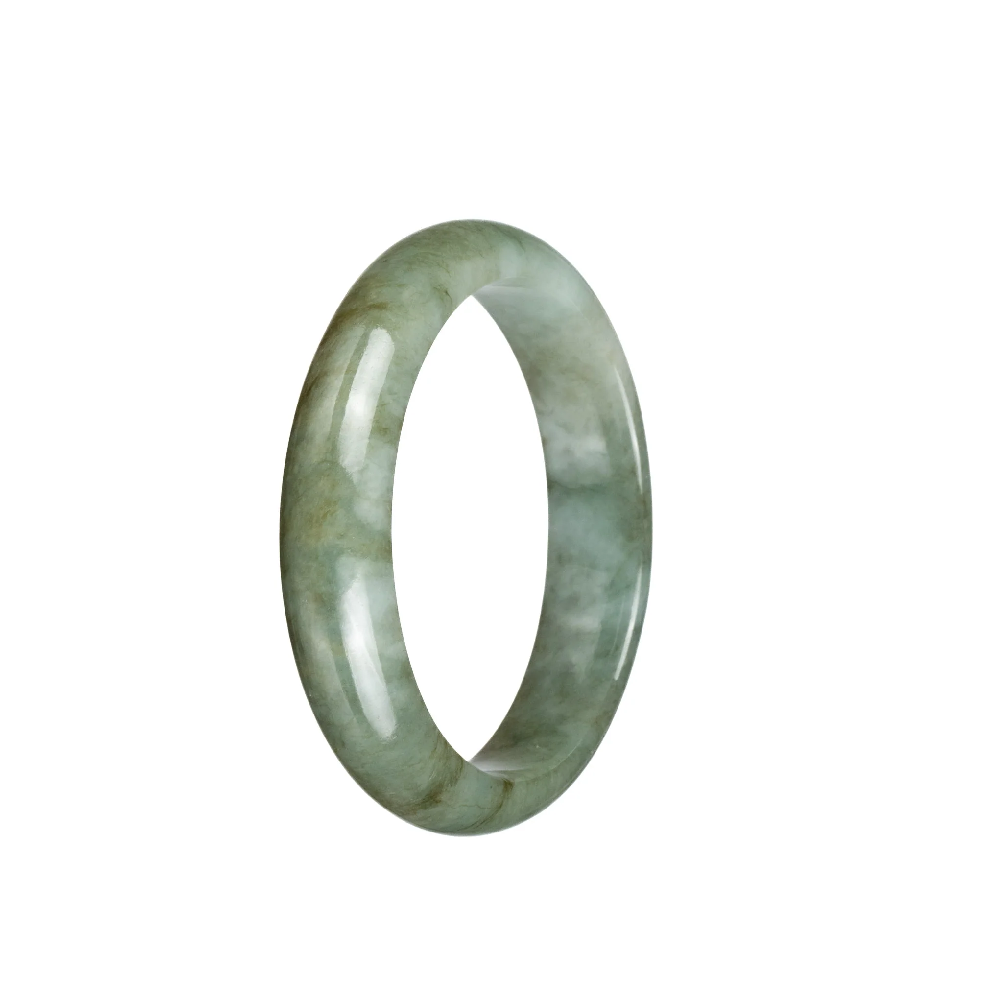 Certified Untreated Olive Green Jade Bangle Bracelet - 54mm Half Moon - Image 2