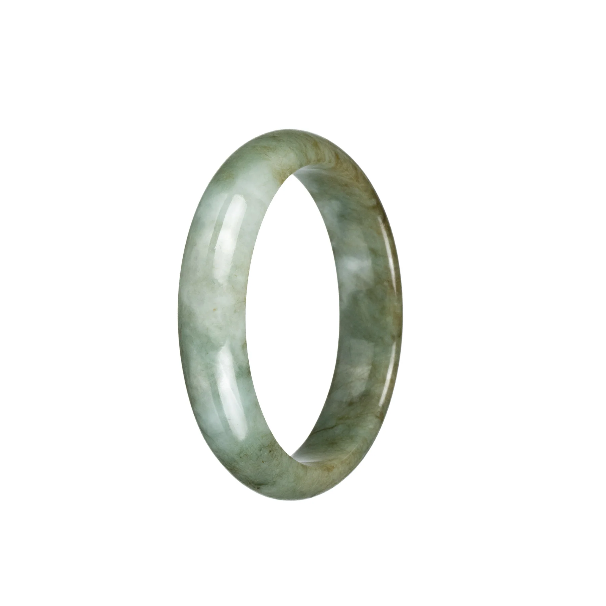 Certified Untreated Olive Green Jade Bangle Bracelet - 54mm Half Moon - Image 3