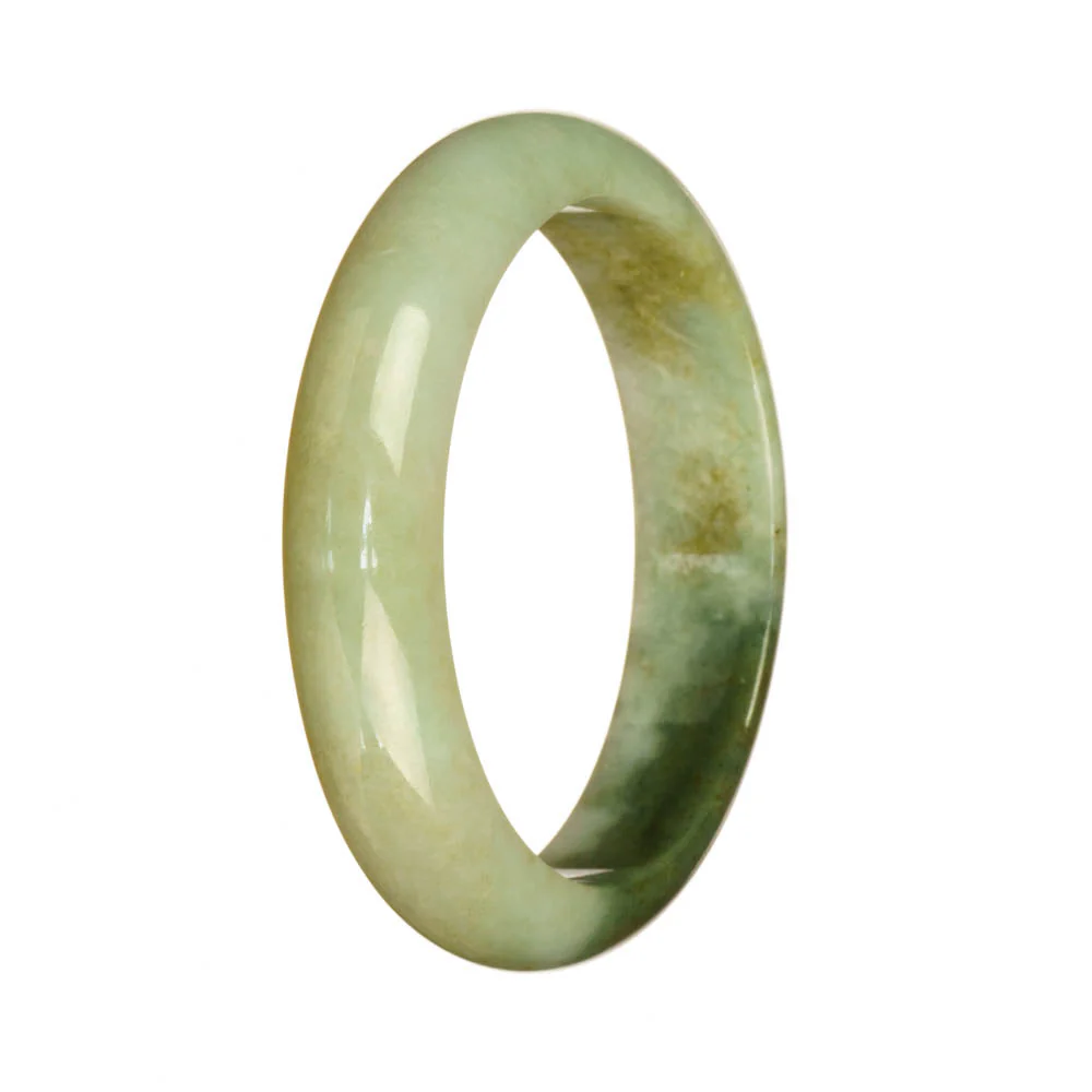 Genuine Untreated White and Olive Green Jade Bracelet - 57mm Half Moon - Image 2