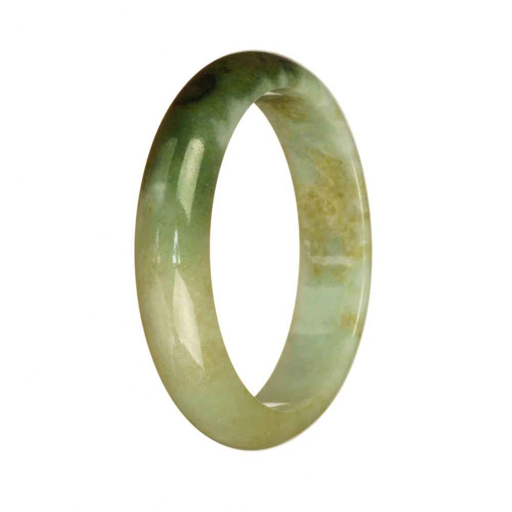 Genuine Untreated White and Olive Green Jade Bracelet - 57mm Half Moon - Image 3