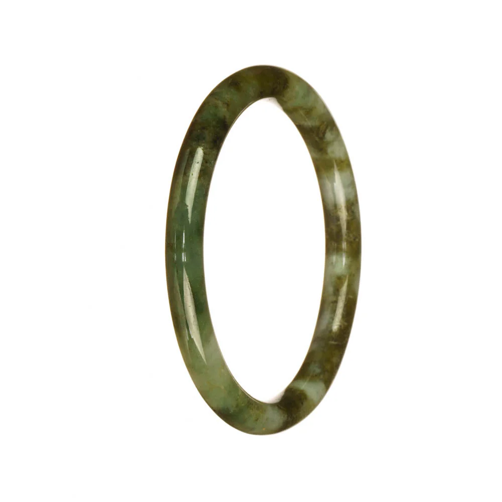 Real Natural Olive Green Pattern Jadeite Jade Bangle Bracelet - 54mm Petite Round - Image 2
