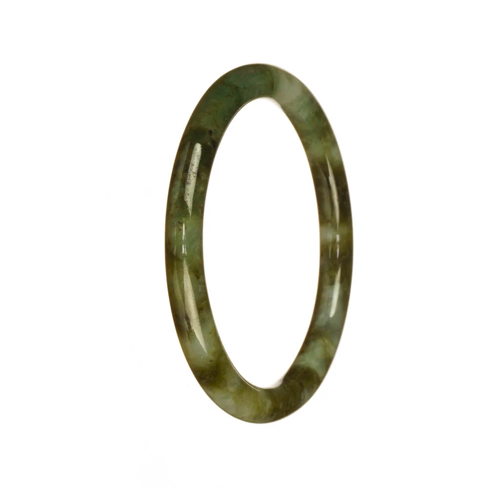Real Natural Olive Green Pattern Jadeite Jade Bangle Bracelet - 54mm Petite Round - Image 3