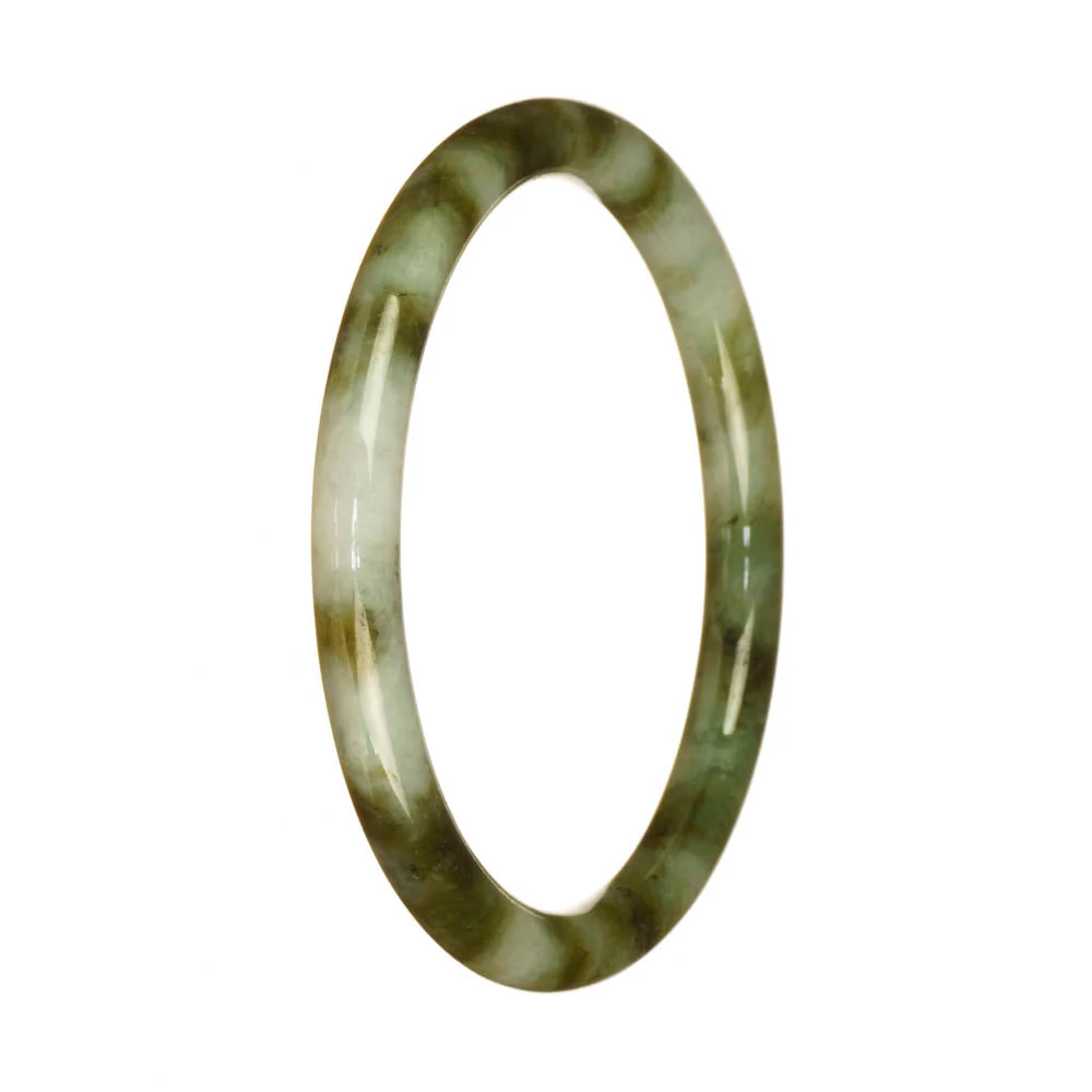 Certified Type A Green and White Pattern Jadeite Jade Bangle - 61mm Petite Round - Image 2