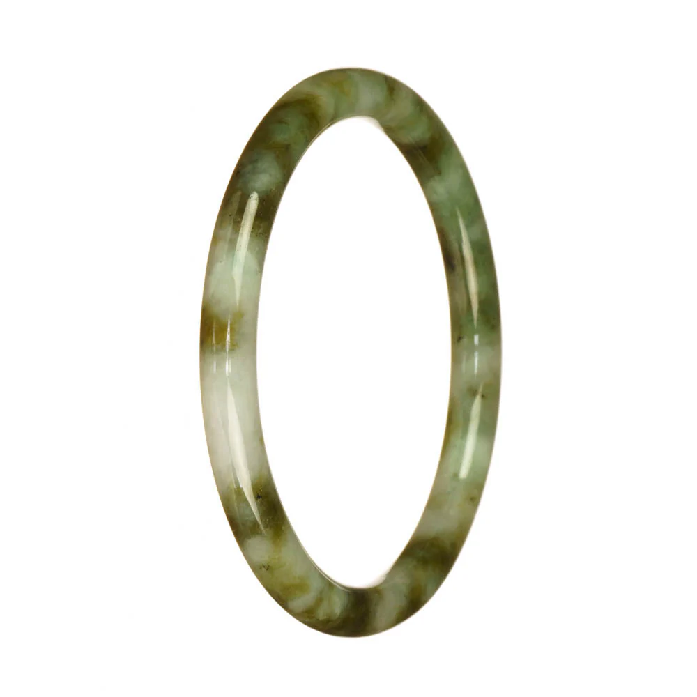 Certified Type A Green and White Pattern Jadeite Jade Bangle - 61mm Petite Round - Image 3