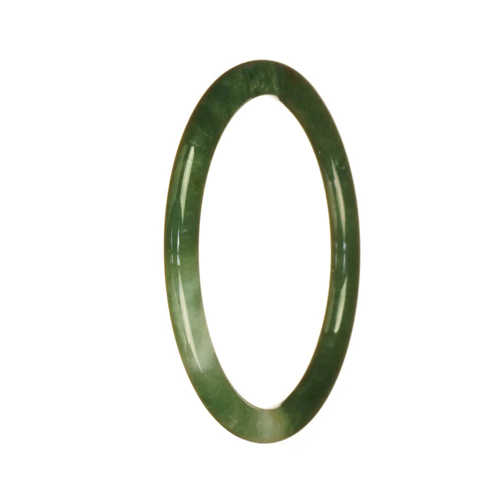 Genuine Grade A Green and White Pattern Jadeite Jade Bracelet - 57mm Petite Round