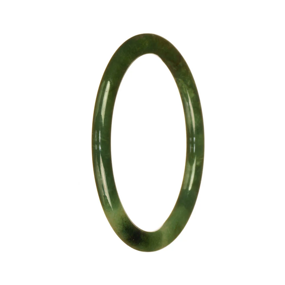 Genuine Grade A Green and White Pattern Jadeite Jade Bracelet - 57mm Petite Round - Image 2