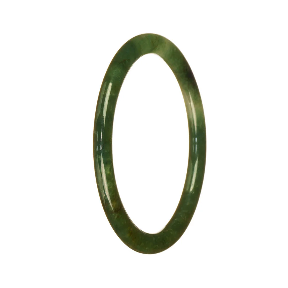 Genuine Grade A Green and White Pattern Jadeite Jade Bracelet - 57mm Petite Round - Image 3