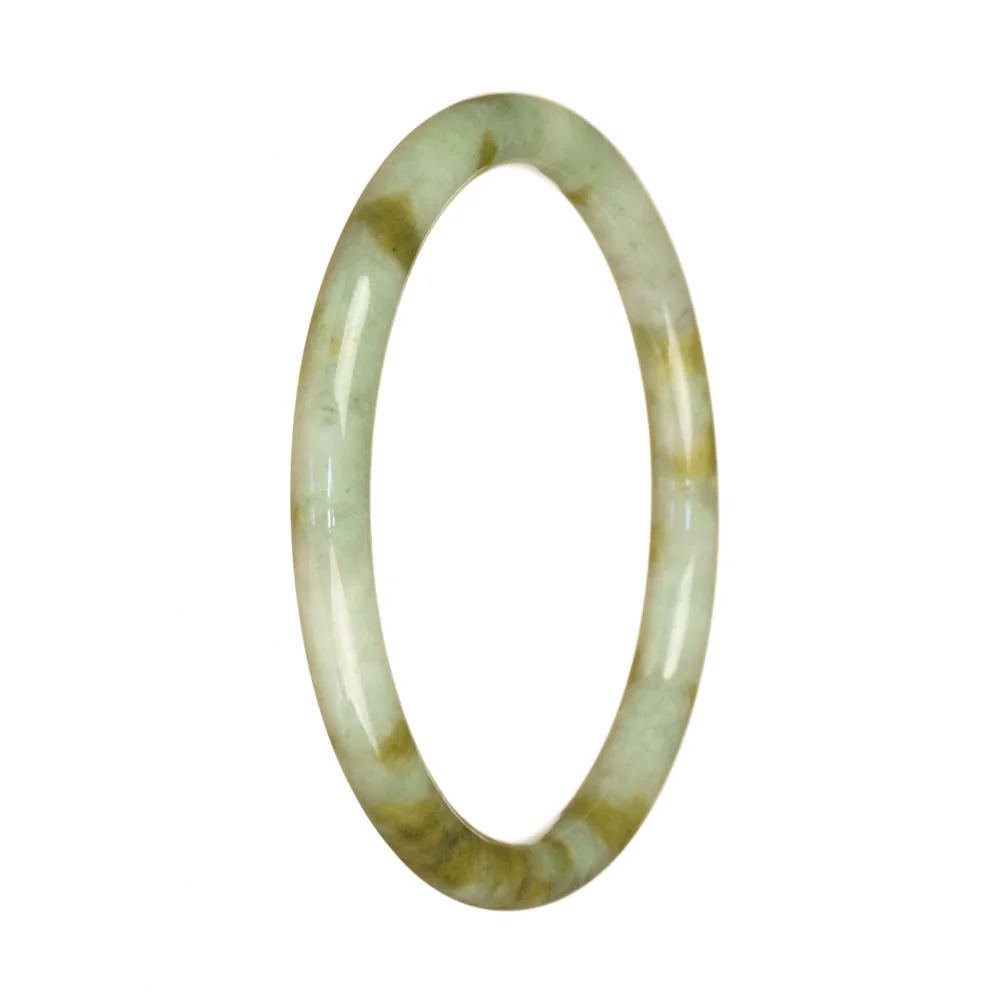 Genuine Grade A White and Brown Jade Bangle - 61mm Petite Round