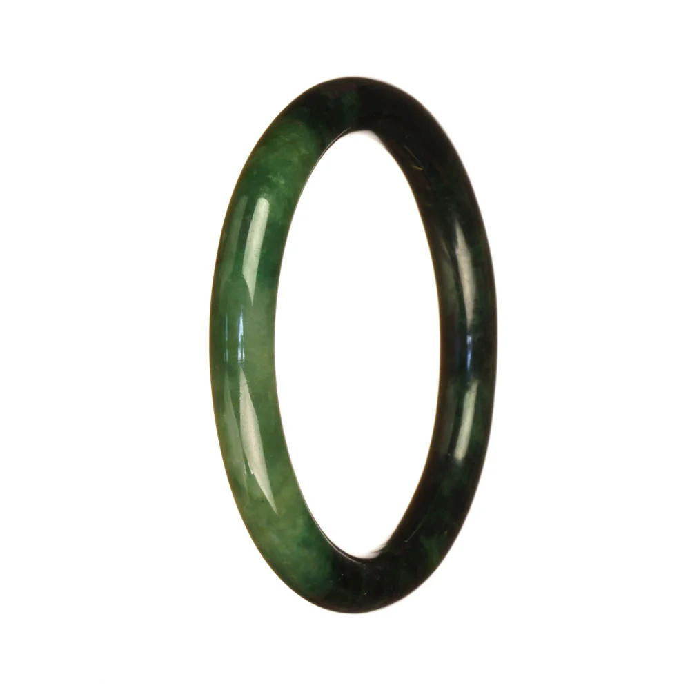 Genuine Grade A Deep Green and Green Traditional Jade Bangle - 55mm Petite Round