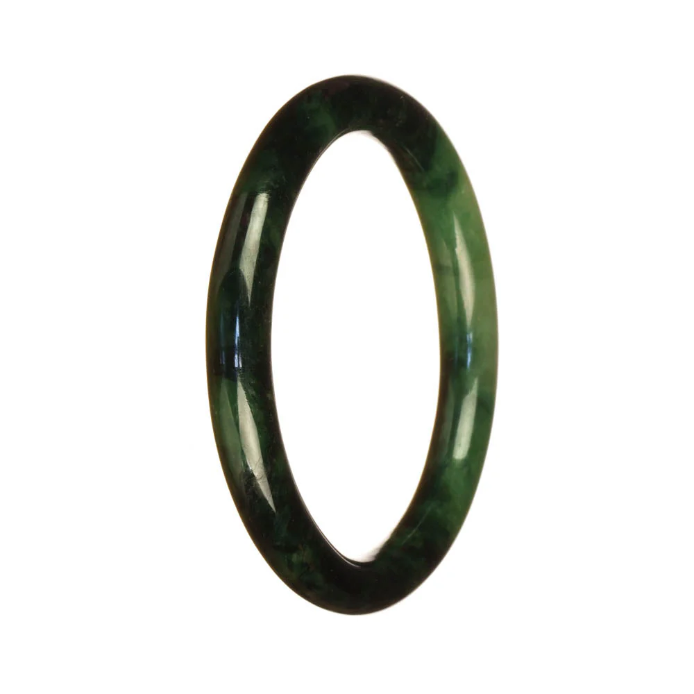 Genuine Grade A Deep Green and Green Traditional Jade Bangle - 55mm Petite Round - Image 2