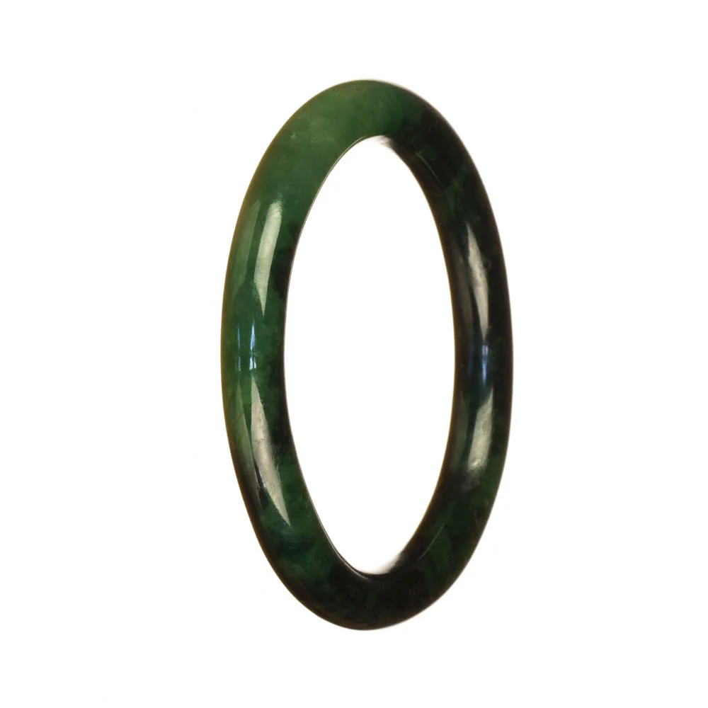 Genuine Grade A Deep Green and Green Traditional Jade Bangle - 55mm Petite Round - Image 3