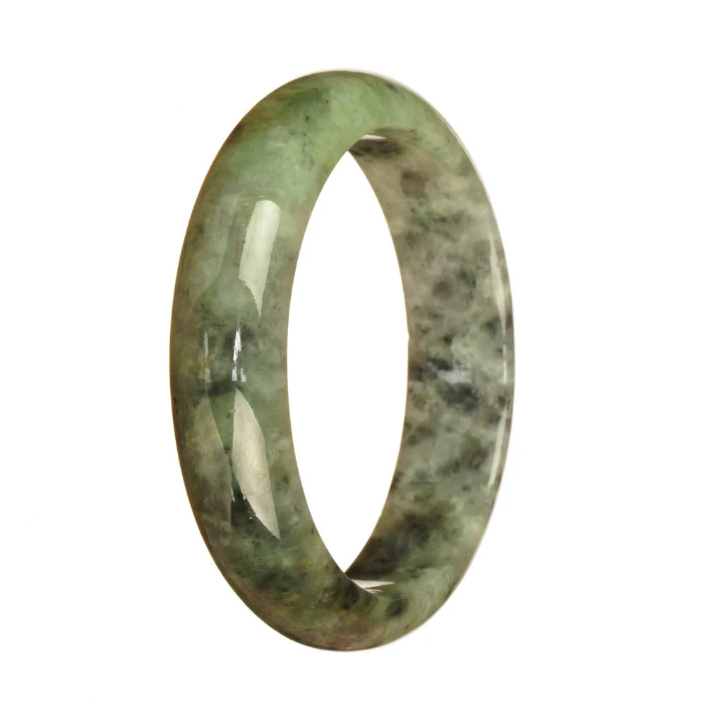 Certified Type A Grey Pattern Jadeite Bracelet - 59mm Half Moon - Image 2