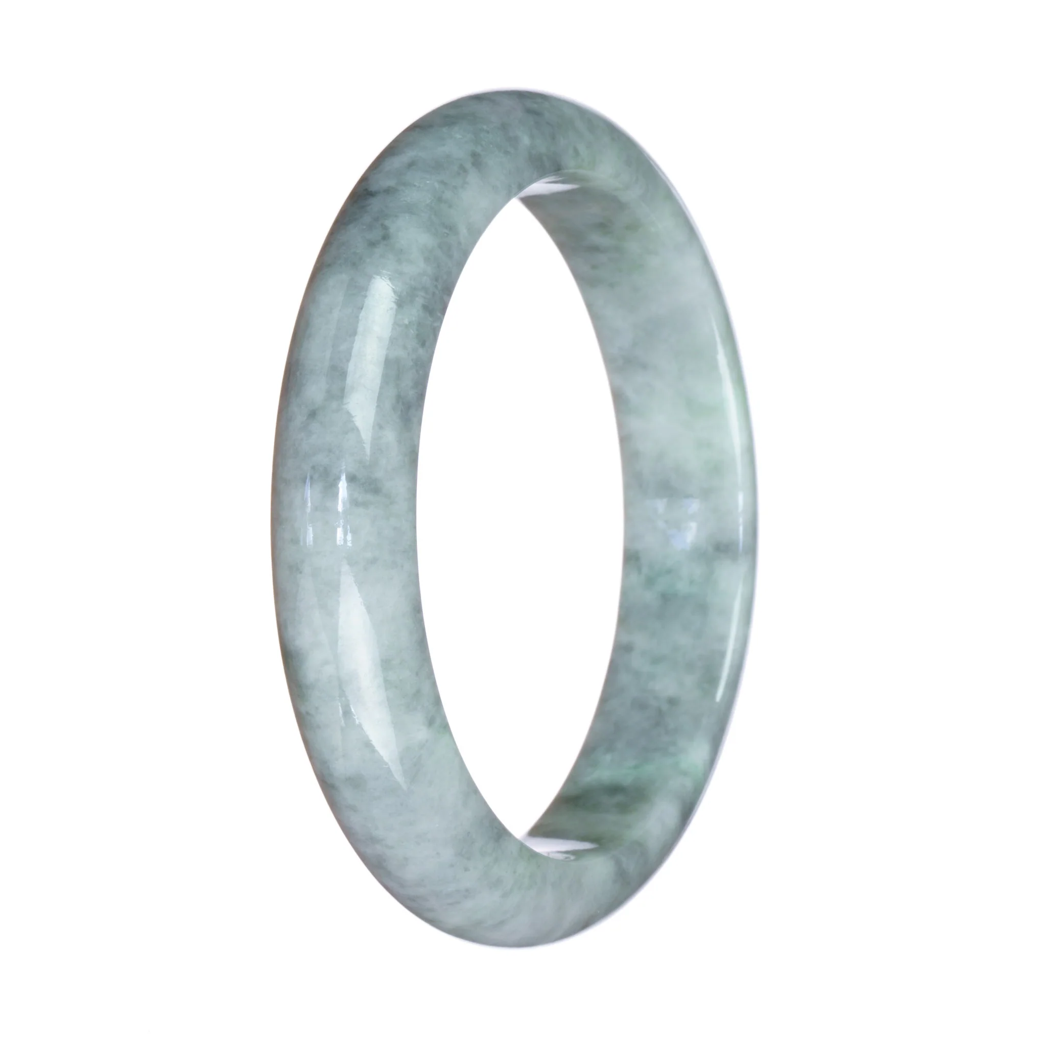 Genuine Untreated Grey Pattern Burmese Jade Bracelet - 59mm Half Moon - Image 2
