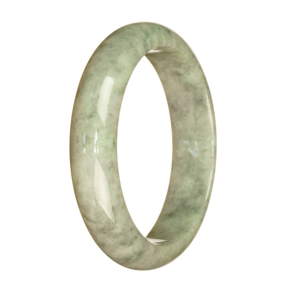Real Untreated Grey Pattern Jade Bangle - 59mm Half Moon