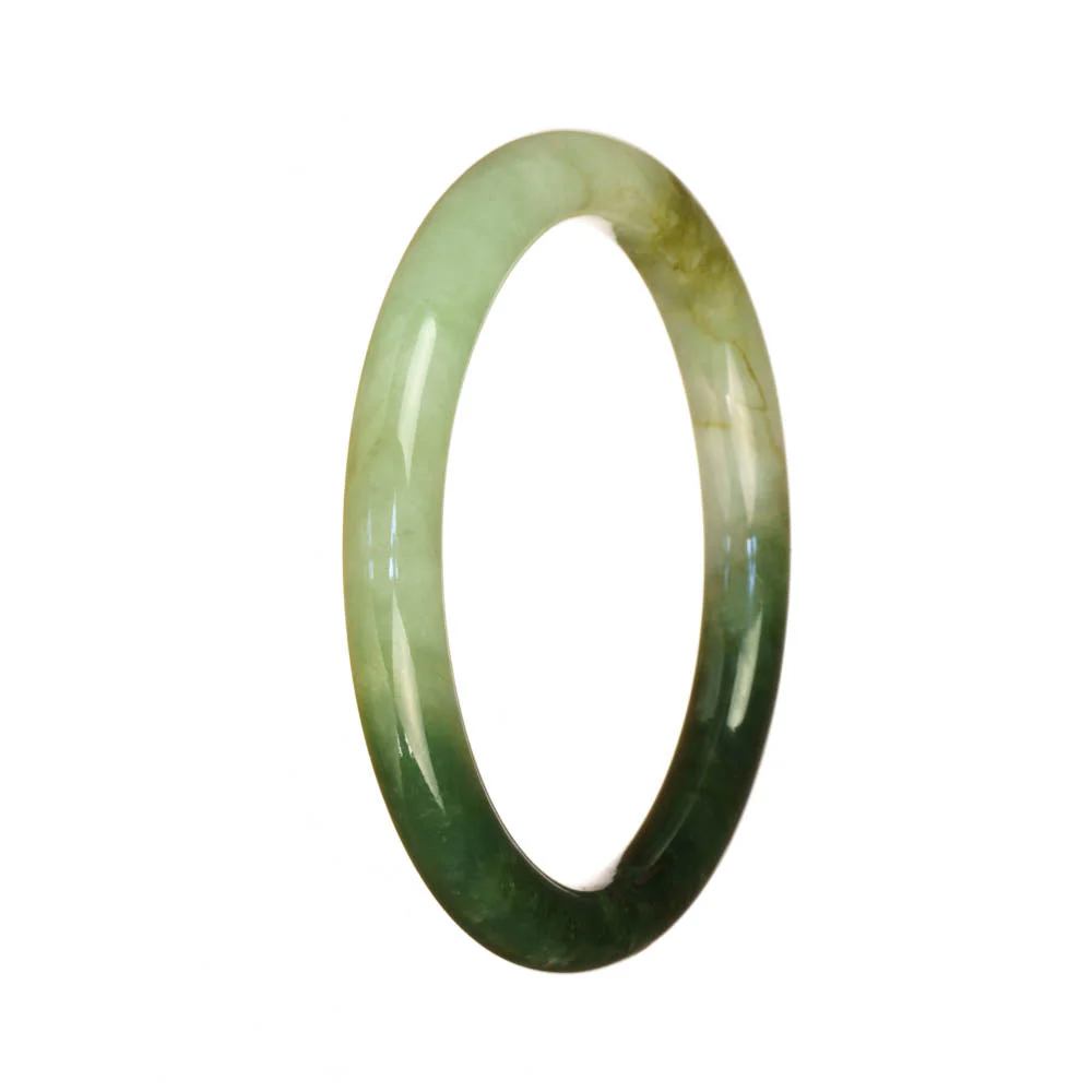 Genuine Natural White and Green Traditional Jade Bangle Bracelet - 56mm Petite Round