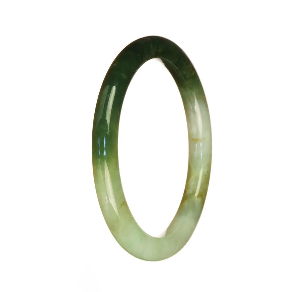 Genuine Natural White and Green Traditional Jade Bangle Bracelet - 56mm Petite Round - Image 3