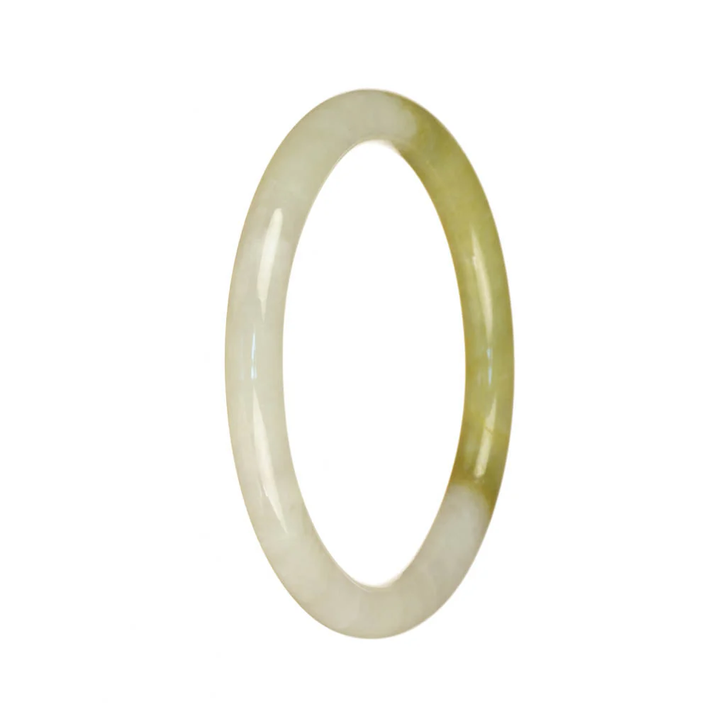 Authentic Untreated White and Olive Green Burma Jade Bracelet - 57mm Petite Round - Image 2
