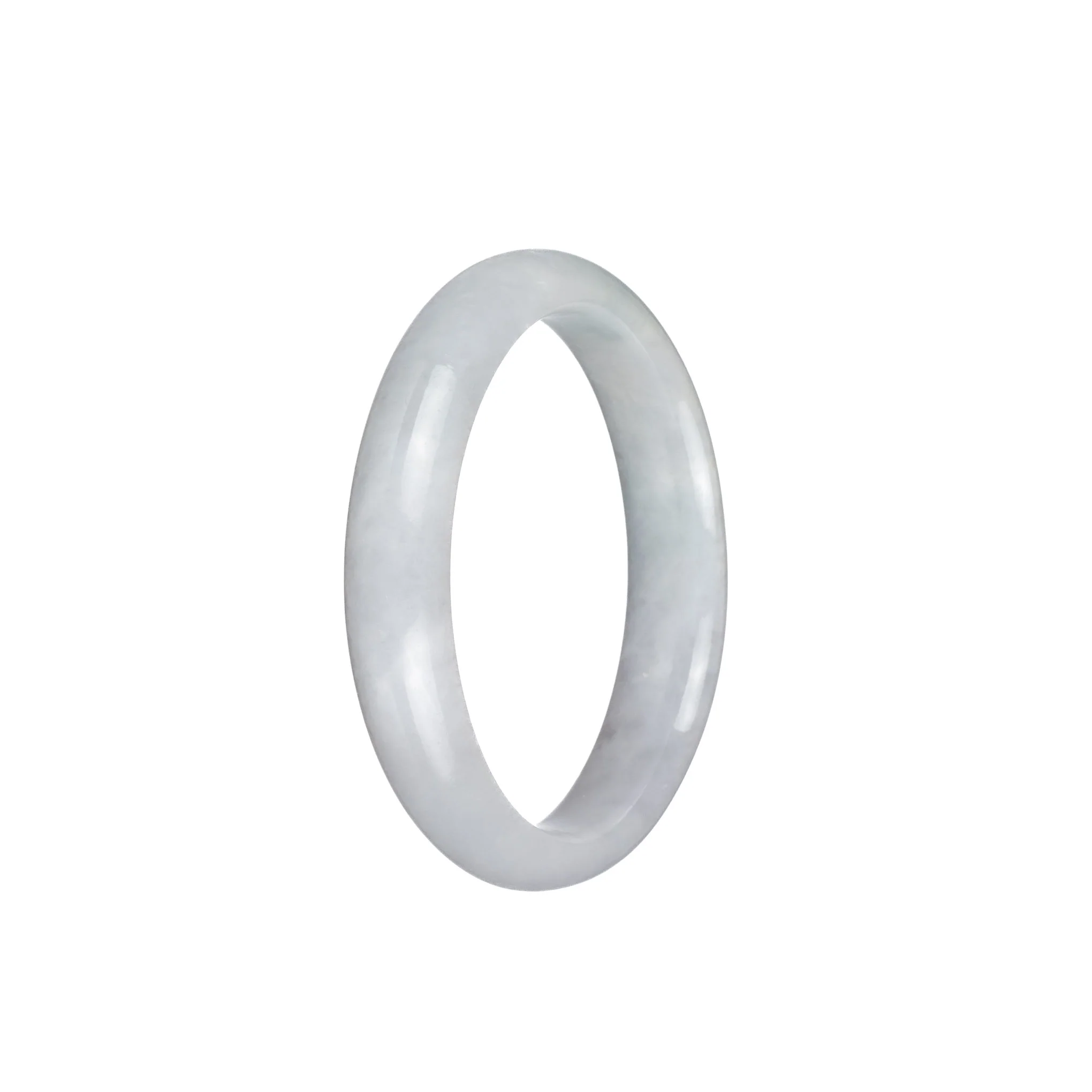 Genuine Grade A White Traditional Jade Bracelet - 52mm Half Moon - Image 3