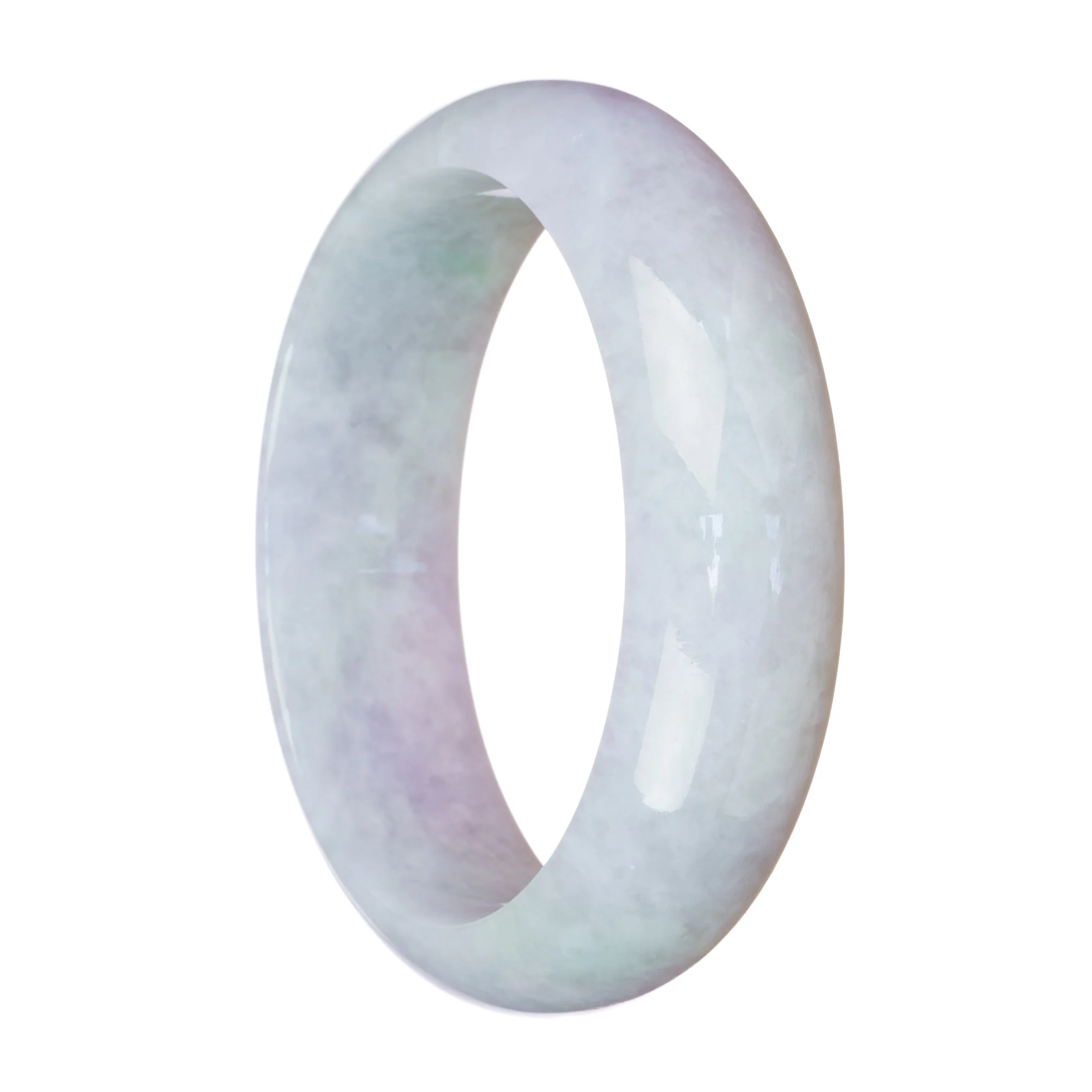 Genuine Untreated Light Lavender Burma Jade Bangle - 62mm Half Moon - Image 2