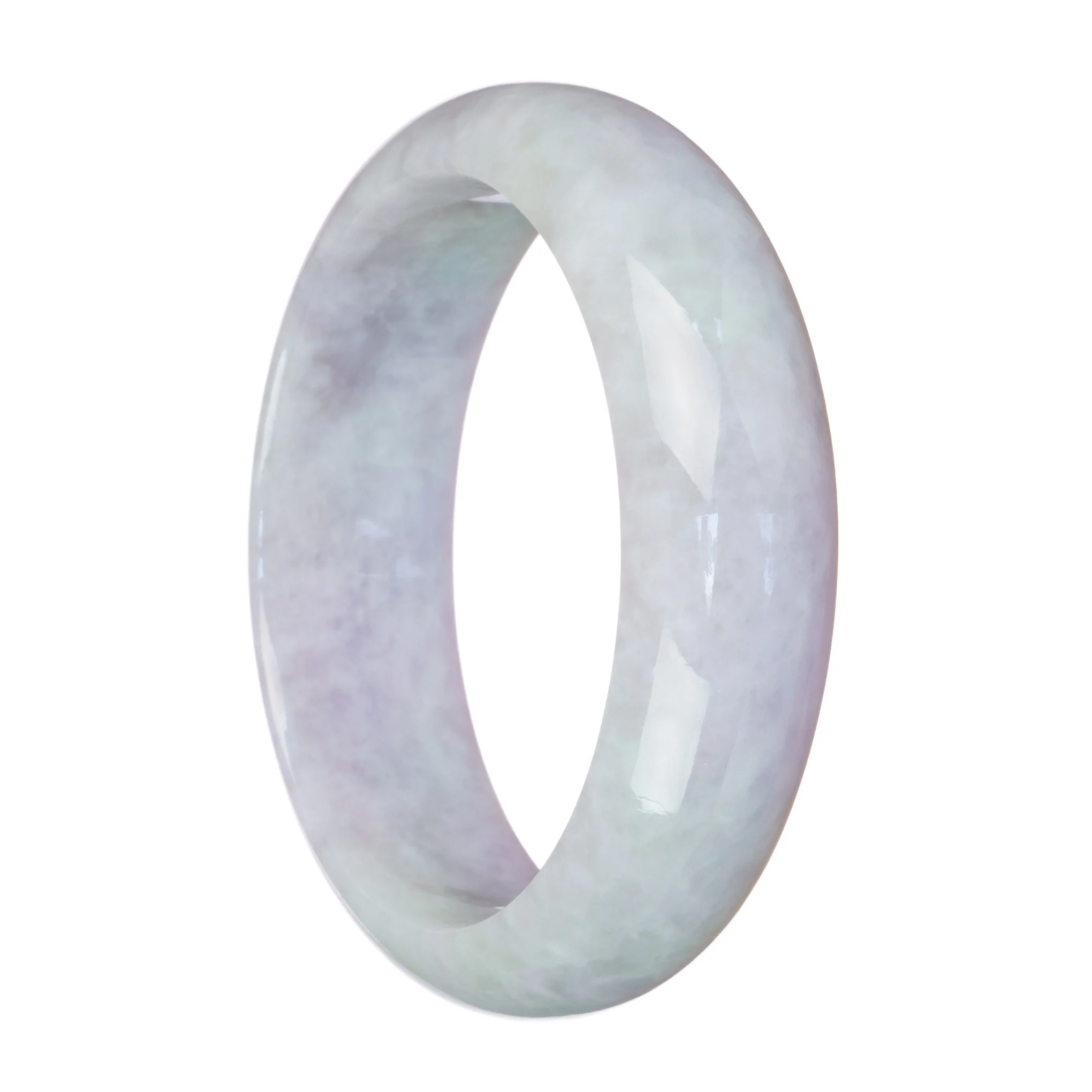 Genuine Untreated Light Lavender Burma Jade Bangle - 62mm Half Moon - Image 3