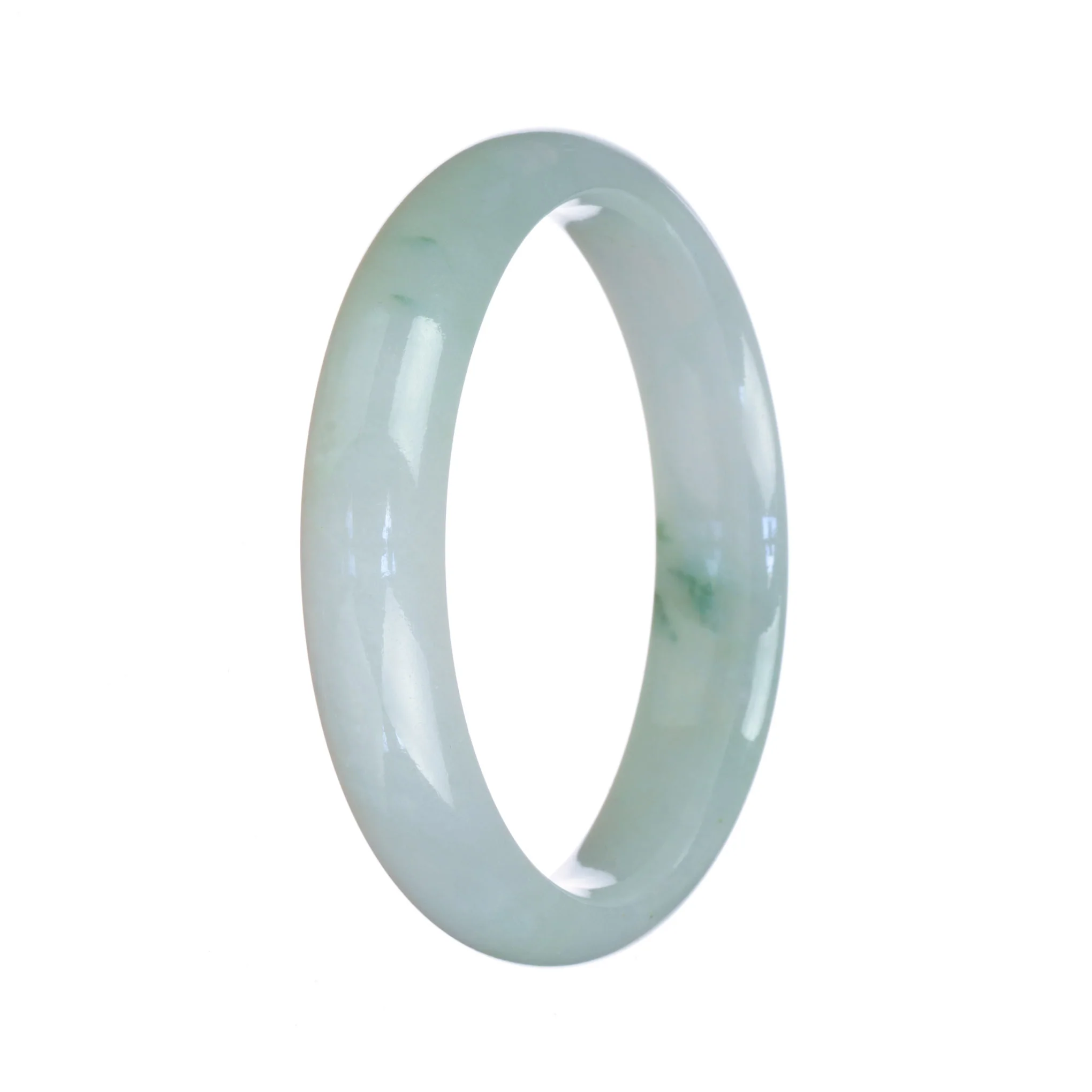 Real Grade A Pale Green Pattern Traditional Jade Bracelet - 56mm Half Moon - Image 2