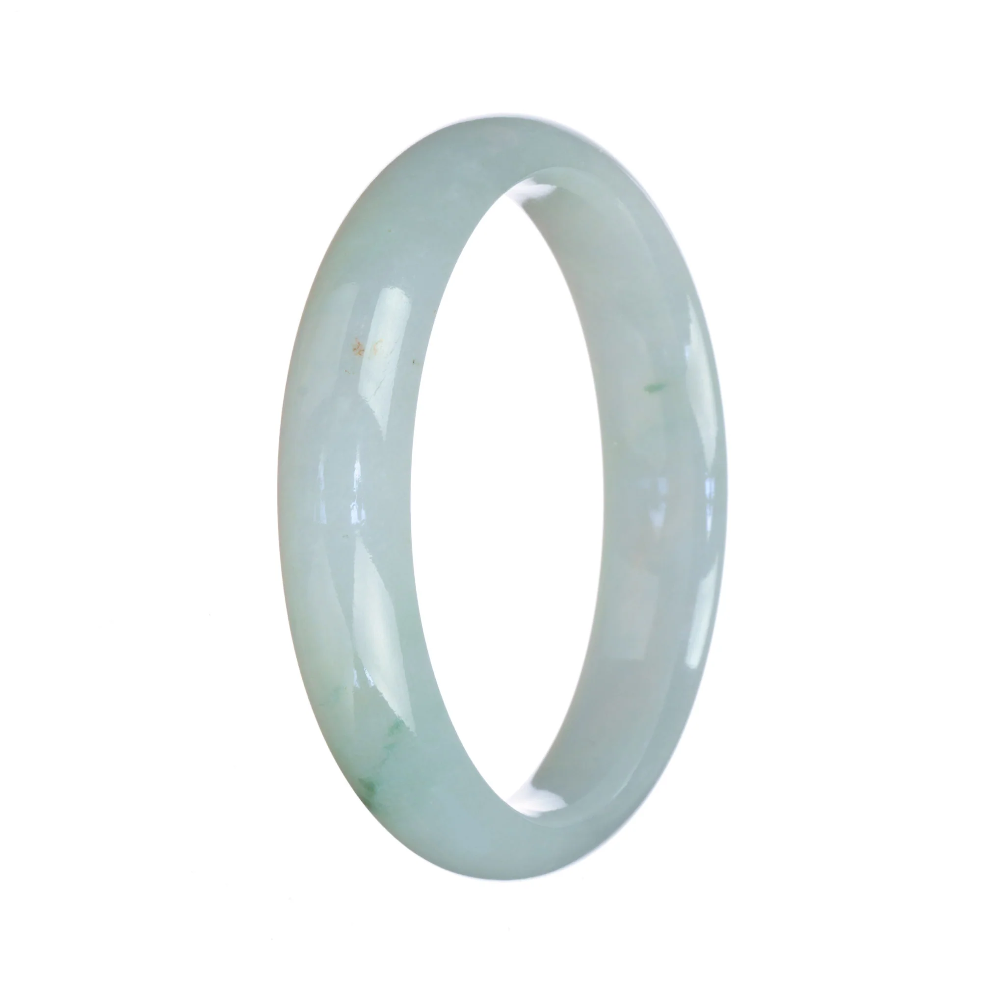 Real Grade A Pale Green Pattern Traditional Jade Bracelet - 56mm Half Moon - Image 3