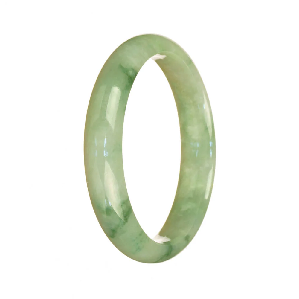 Genuine Untreated Light Green Pattern Jadeite Jade Bangle - 56mm Half Moon