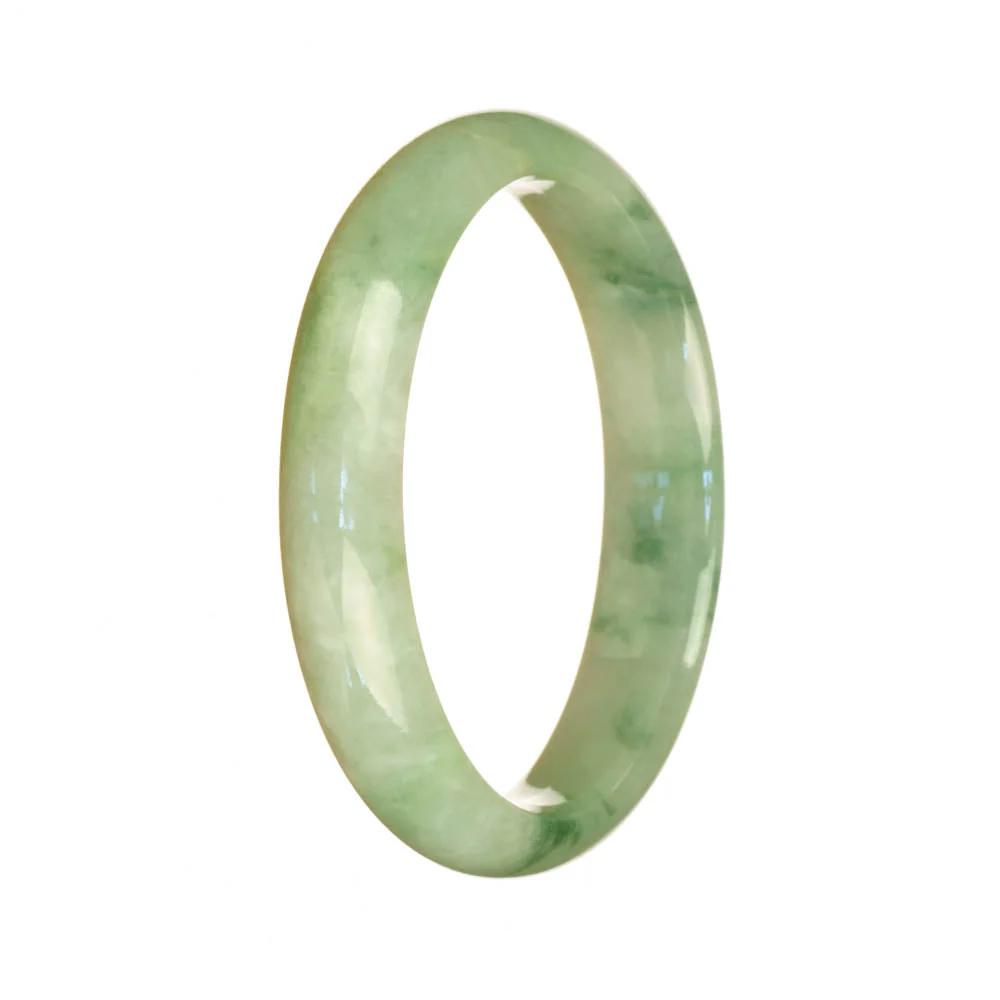 Genuine Untreated Light Green Pattern Jadeite Jade Bangle - 56mm Half Moon - Image 2