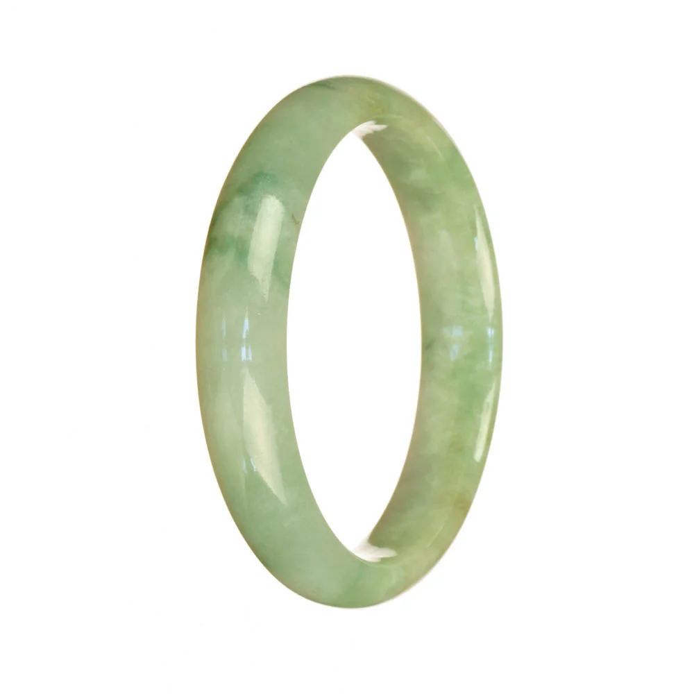 Genuine Untreated Light Green Pattern Jadeite Jade Bangle - 56mm Half Moon - Image 3
