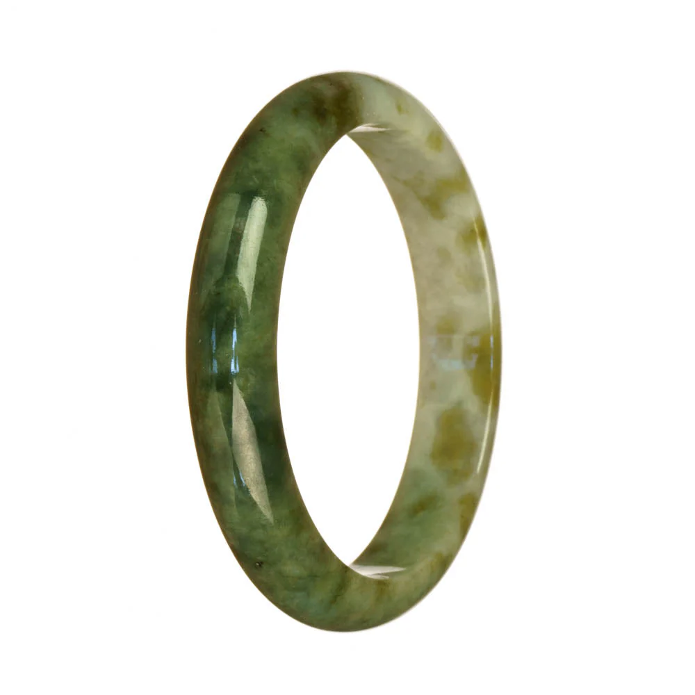 Genuine Grade A Green and White Pattern Jade Bracelet - 59mm Half Moon - Image 2
