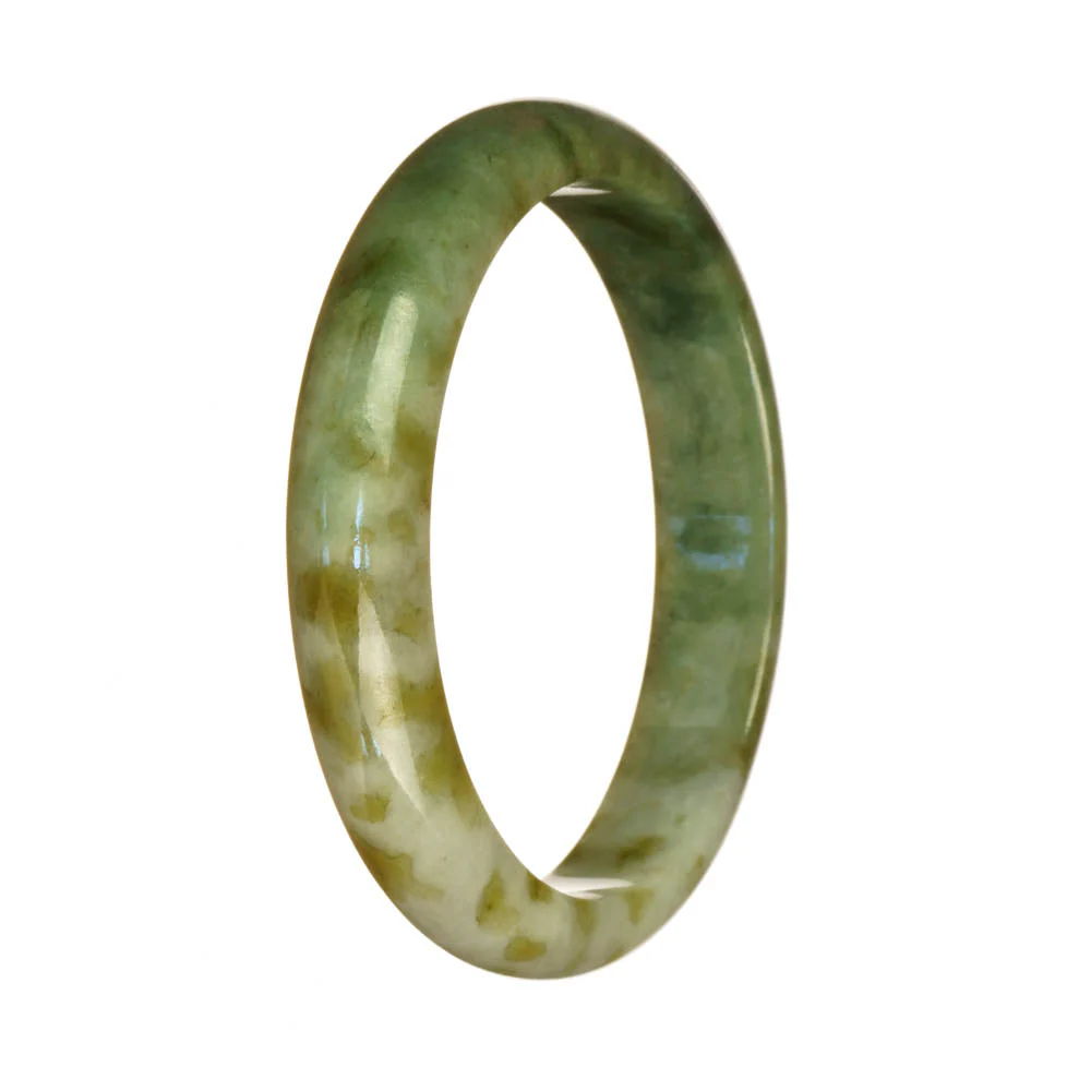 Genuine Grade A Green and White Pattern Jade Bracelet - 59mm Half Moon - Image 3