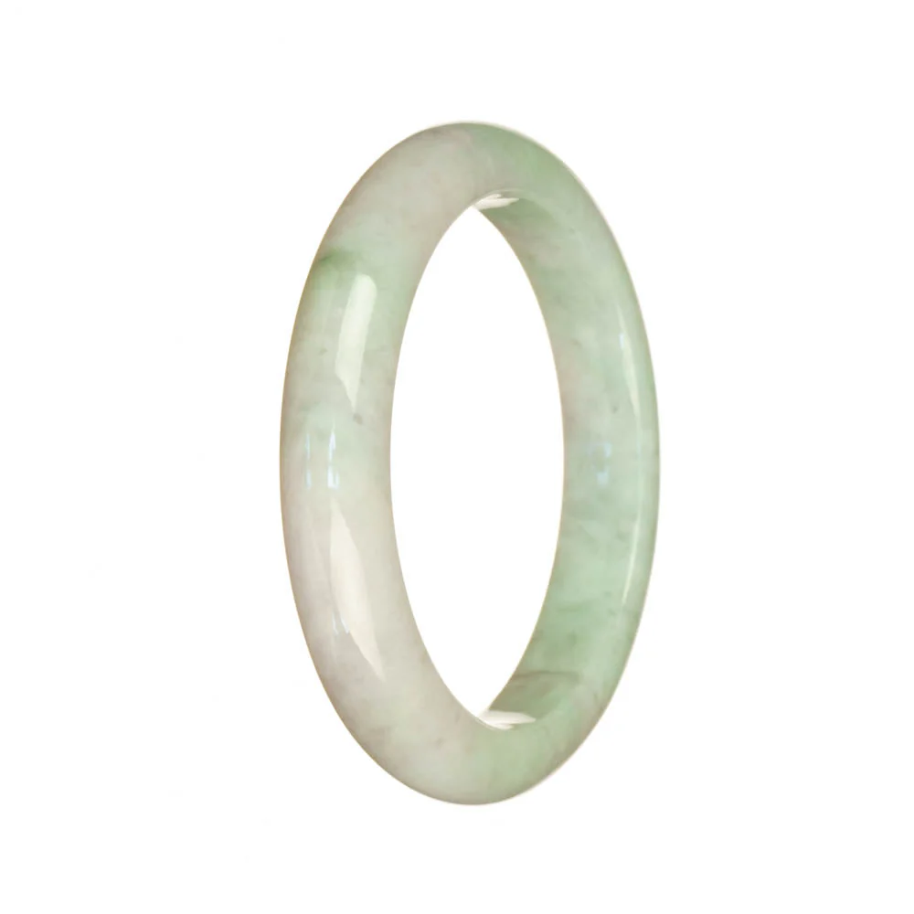 Real Grade A White and Light Green Jadeite Jade Bracelet - 53mm Semi Round
