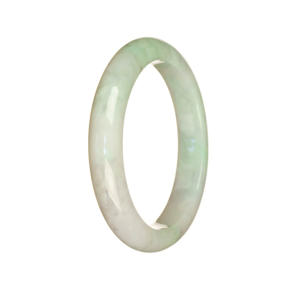 Real Grade A White and Light Green Jadeite Jade Bracelet - 53mm Semi Round - Image 2