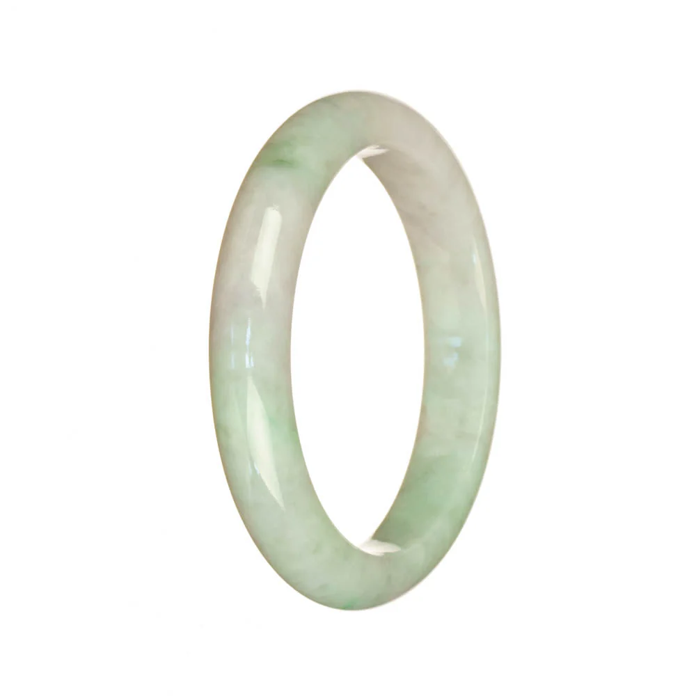 Real Grade A White and Light Green Jadeite Jade Bracelet - 53mm Semi Round - Image 3