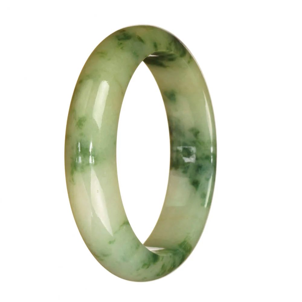 Certified Natural Green Pattern Burmese Jade Bracelet - 58mm Half Moon