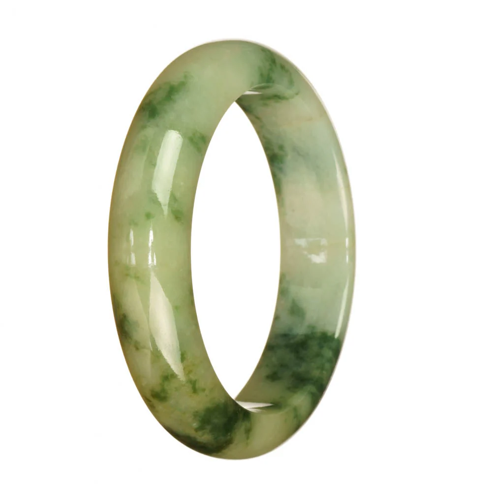 Certified Natural Green Pattern Burmese Jade Bracelet - 58mm Half Moon - Image 2