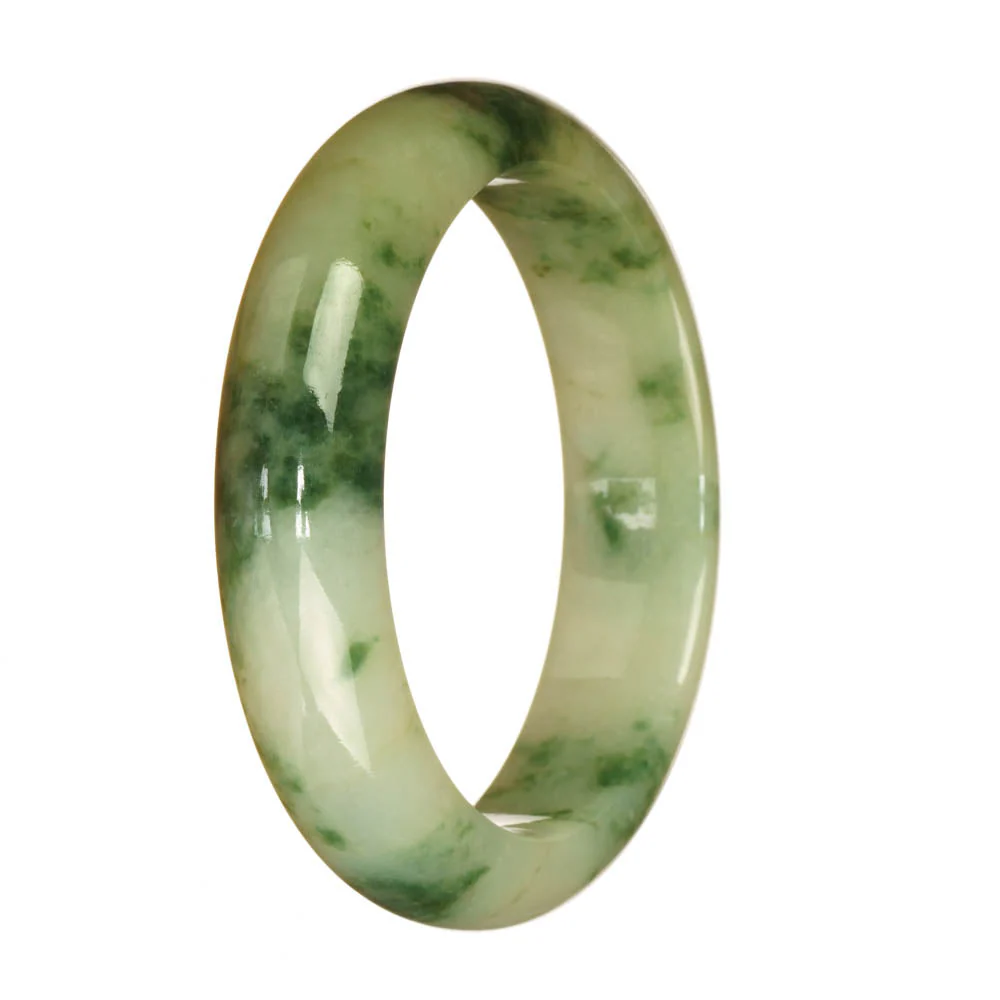 Certified Natural Green Pattern Burmese Jade Bracelet - 58mm Half Moon - Image 3