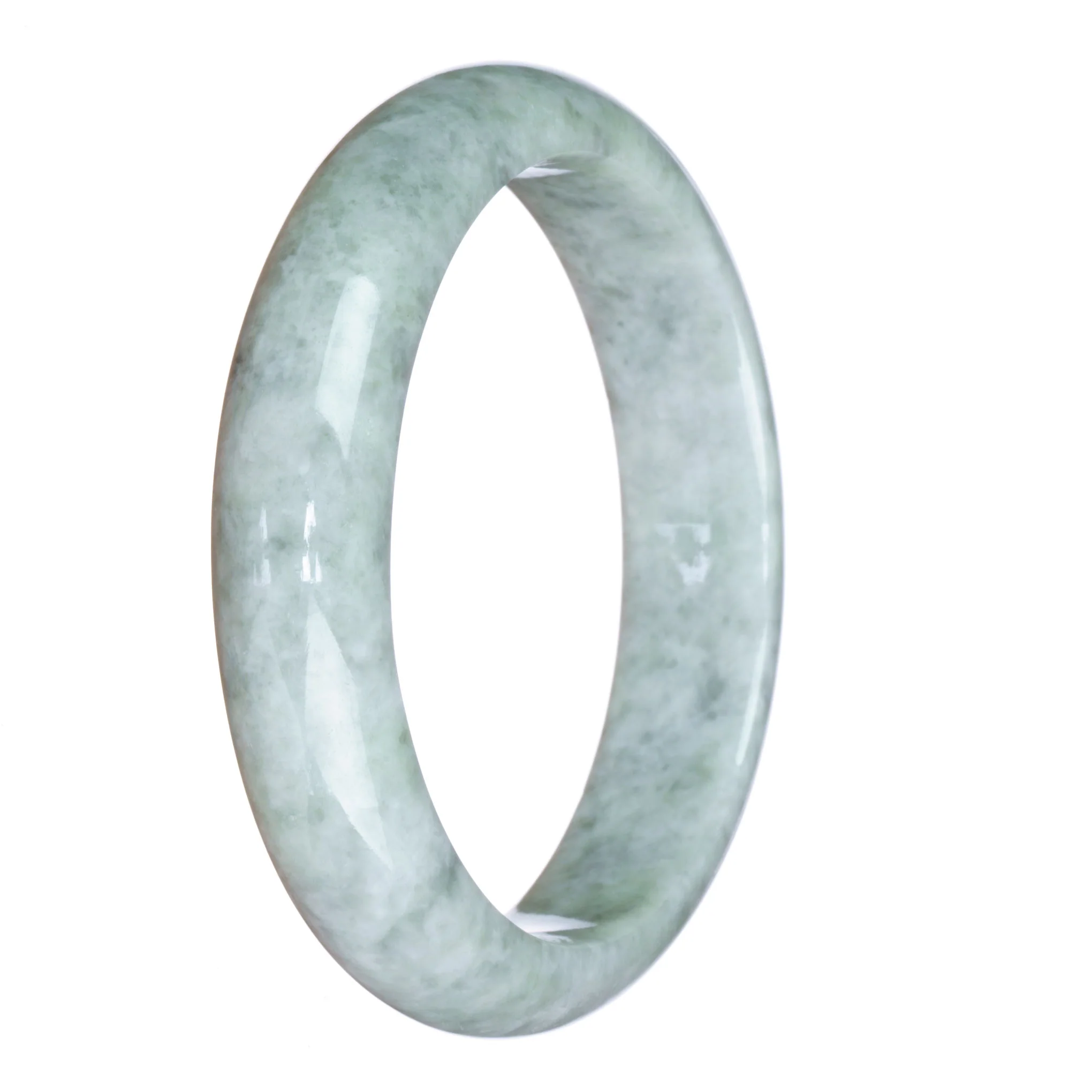 Authentic Grade A Grey Pattern Traditional Jade Bracelet - 63mm Half Moon - Image 2